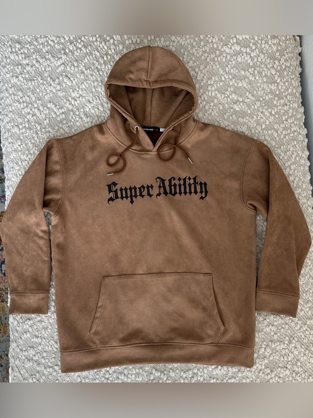 Aelfric Eden Super Ability Suede Cross Hoodie Brown Medium Y2K Streetwear